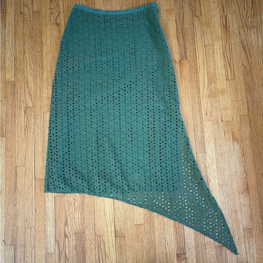 Tibi Women’s Elegant Green (more on the olive green color) Asymmetrical Skirt 4